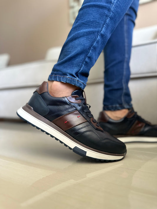 SNEAKERS TUW  EN CUERO-REF: 2091 CANELA