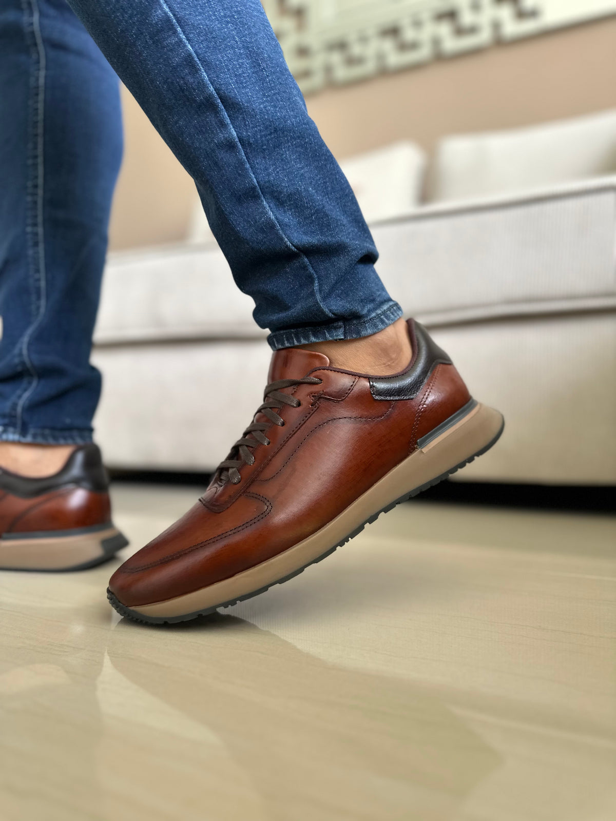 SNEAKERS HABIL MIEL-CUEROS AEROGRAFIADOS-