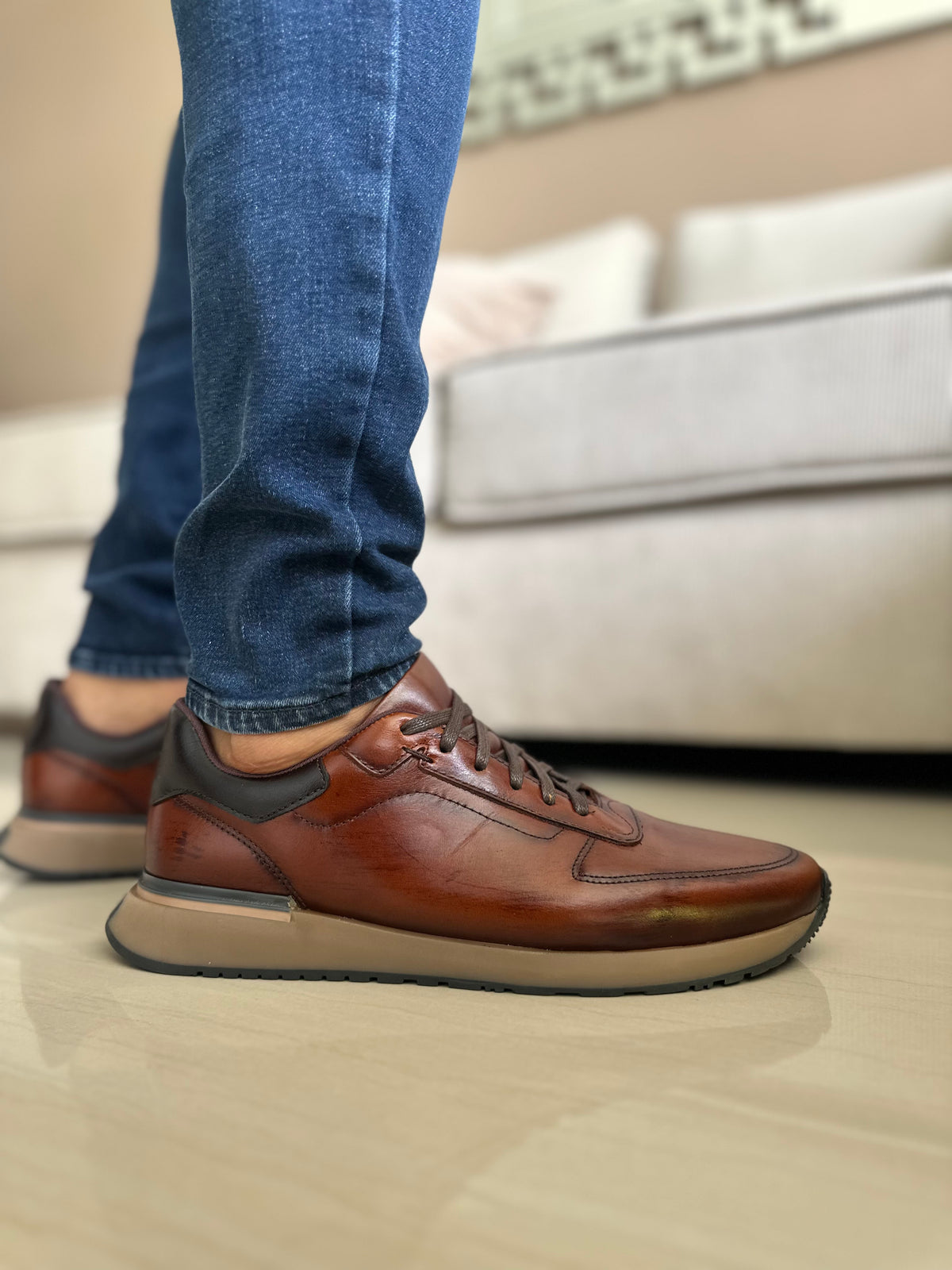 SNEAKERS HABIL MIEL-CUEROS AEROGRAFIADOS-