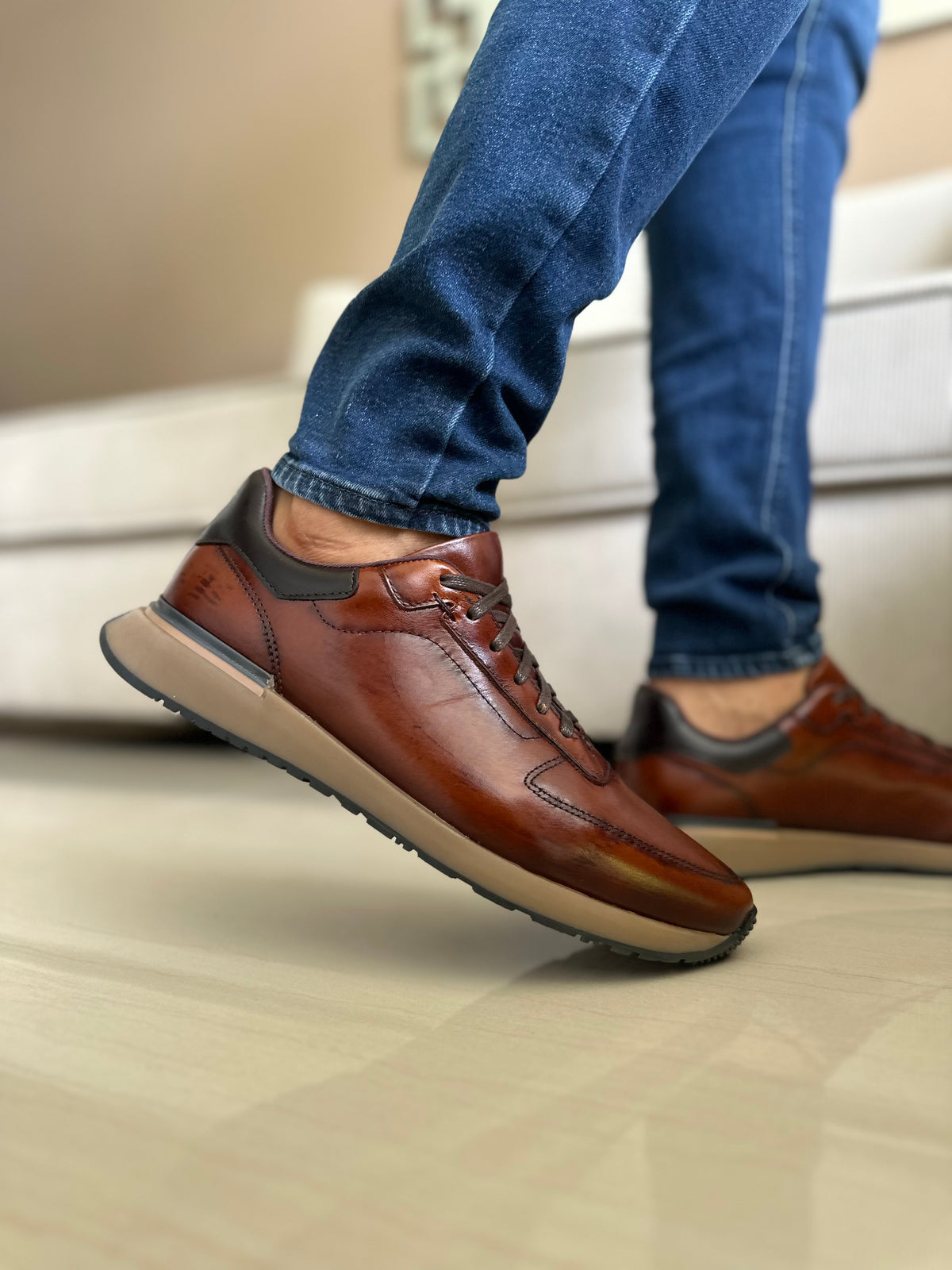 SNEAKERS HABIL MIEL-CUEROS AEROGRAFIADOS-