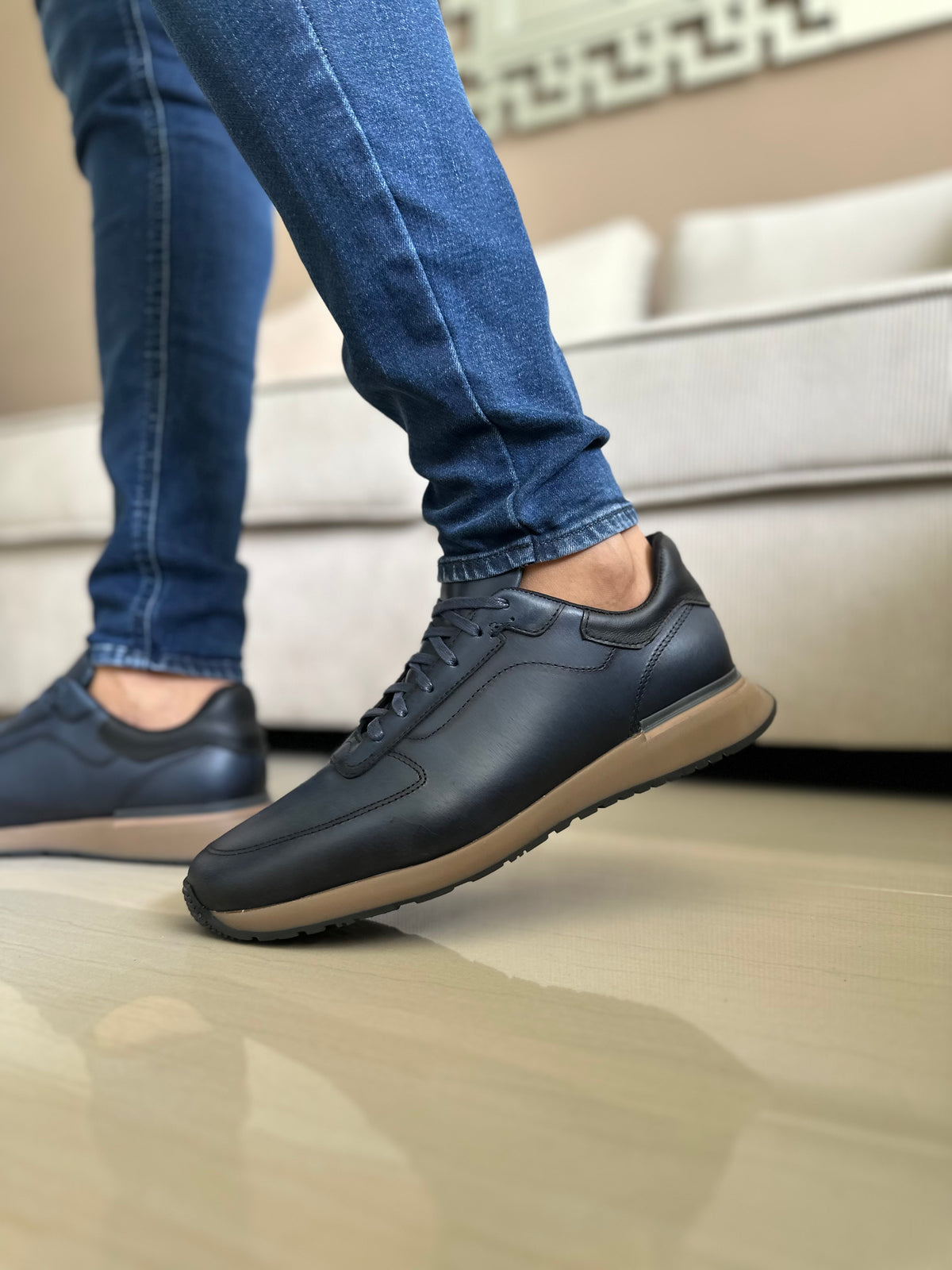 SNEAKERS HABIL AZUL-CUEROS AEROGRAFIADOS-