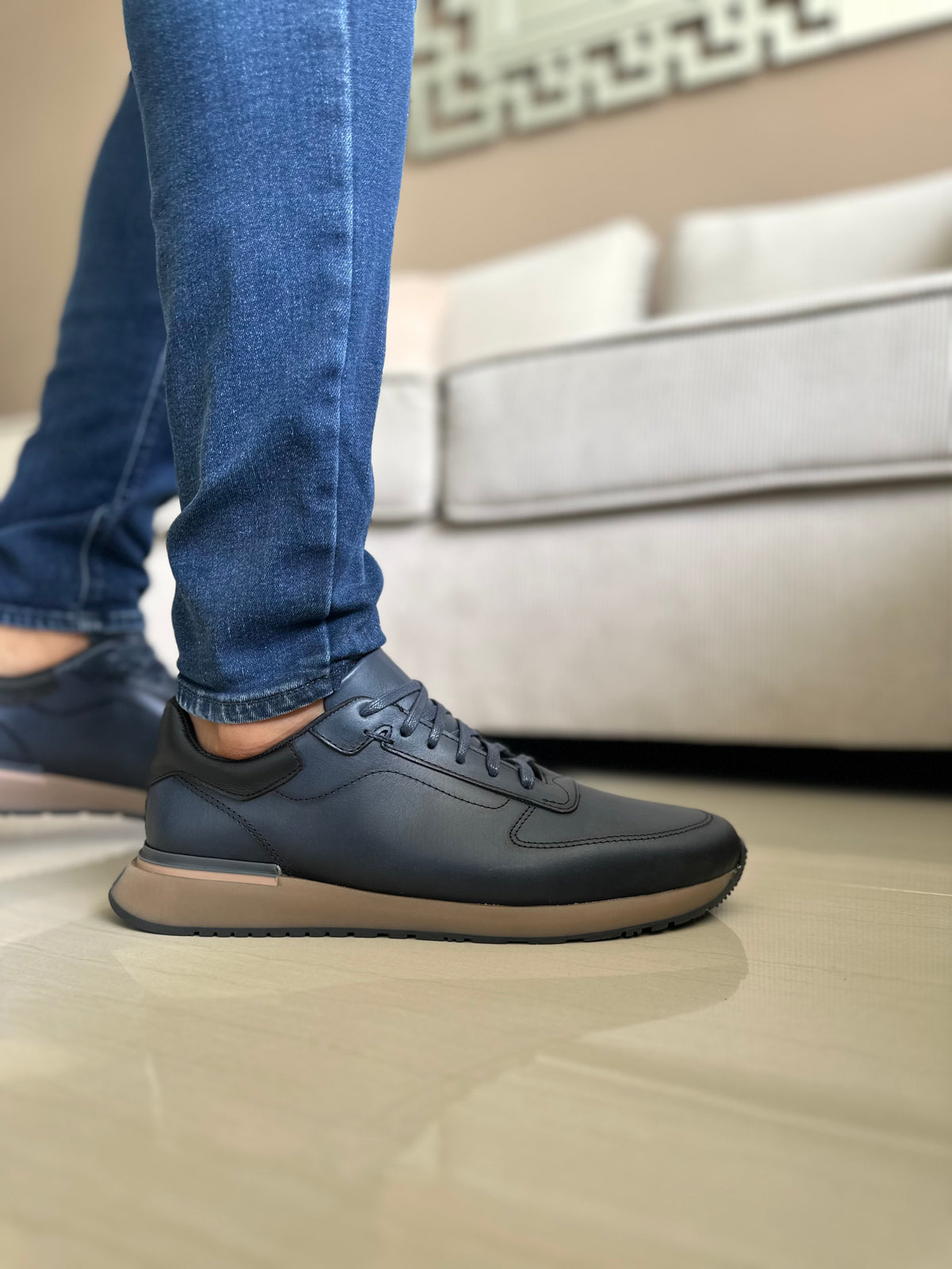 SNEAKERS HABIL AZUL-CUEROS AEROGRAFIADOS-