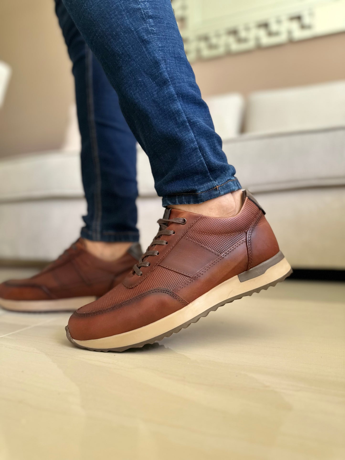 SNEAKER YANKEN - EN CUERO - PARA HOMBRE - REF: B92