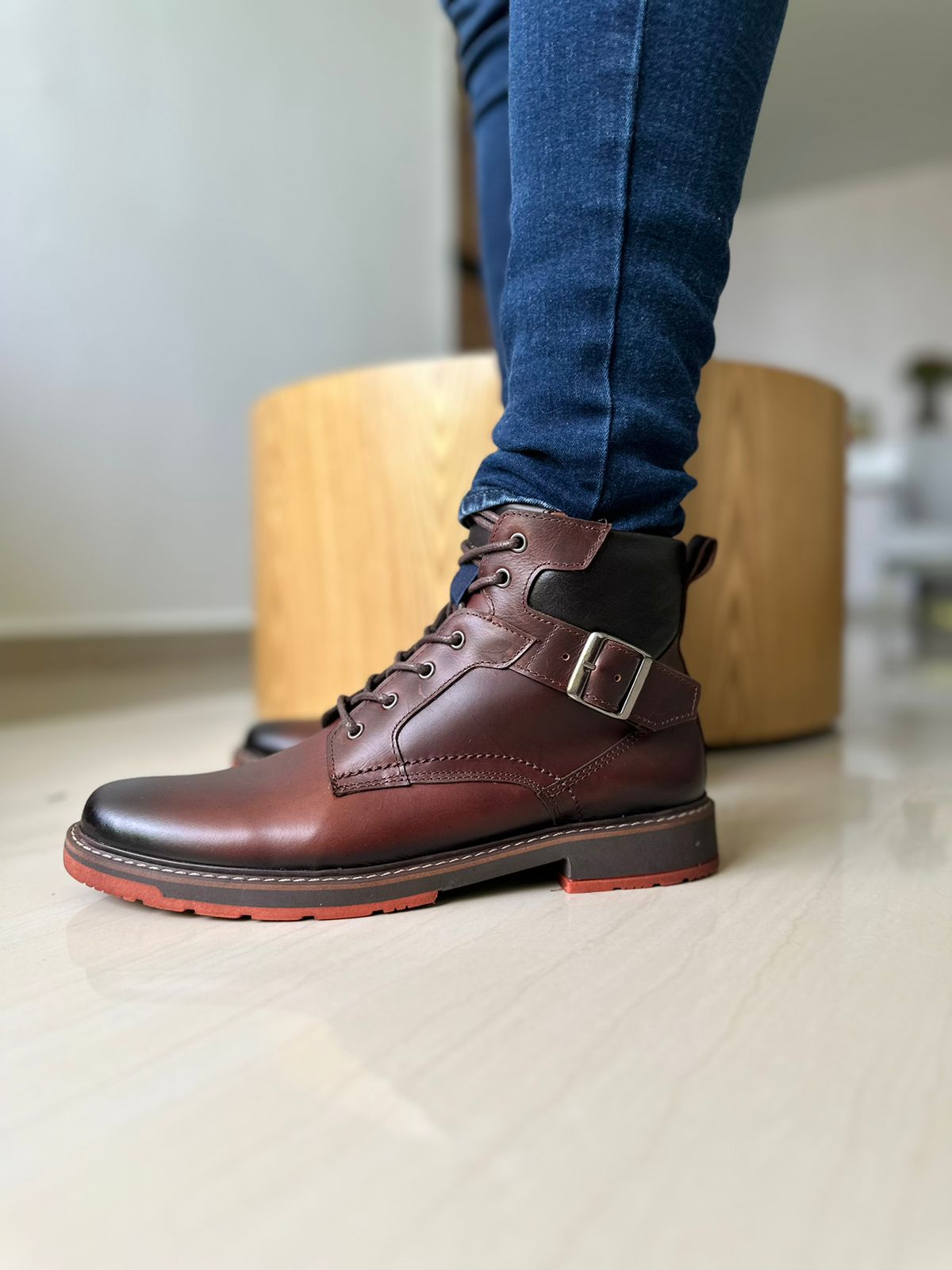 BOTAS SORA COÑAC  - EN CUERO LISO