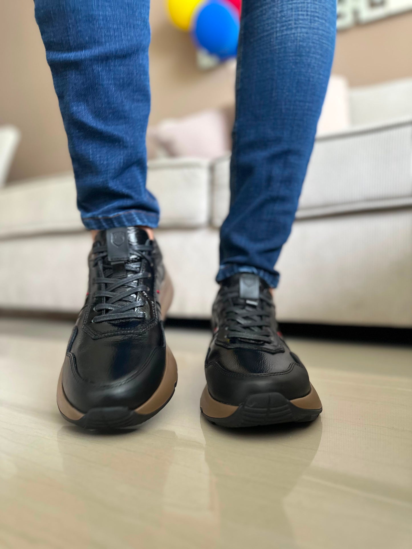 SNEAKERS POUL CUERO- REF: 313 NEGRO